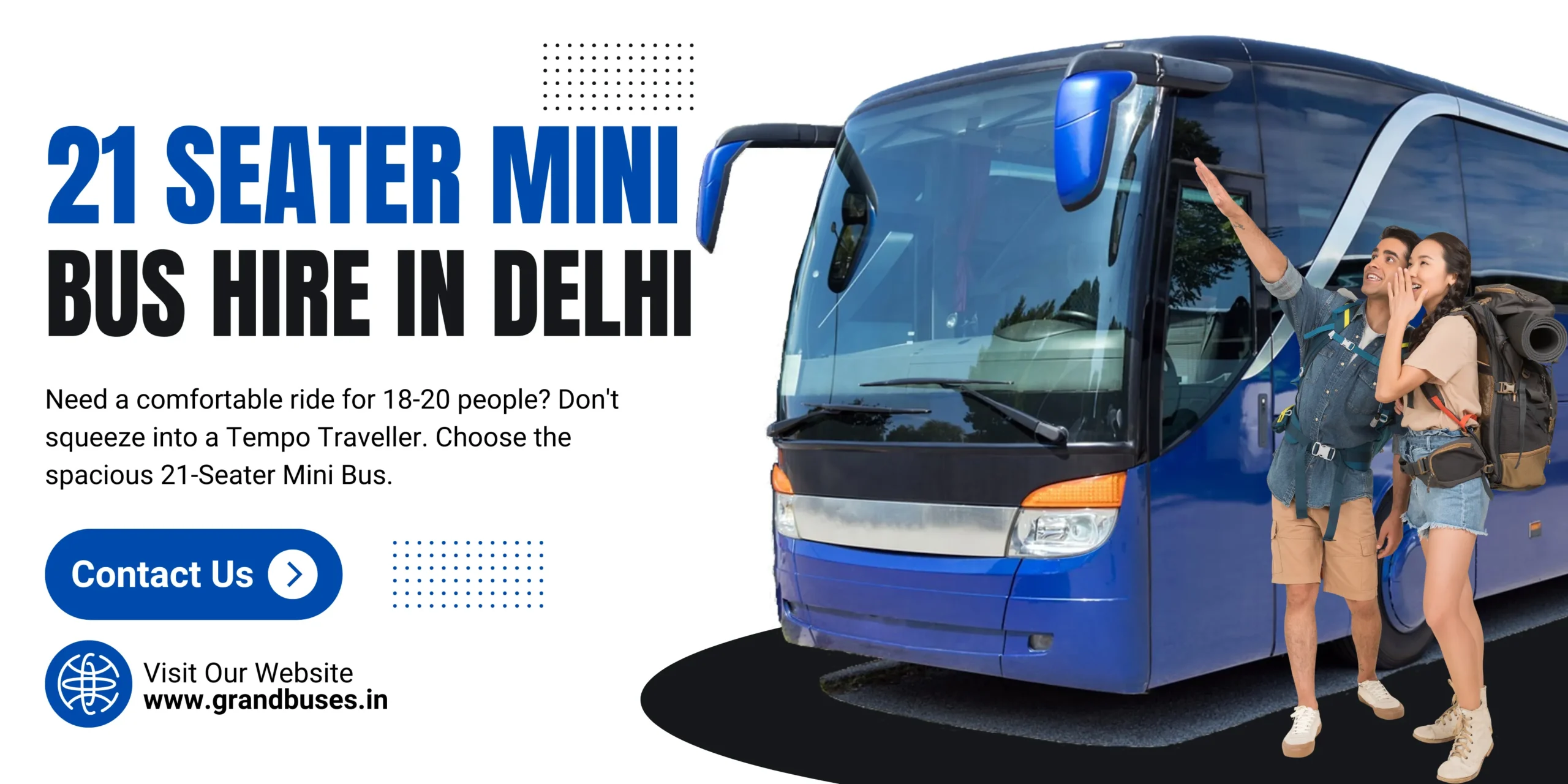 21 Seater Mini Bus Hire in Delhi | AC & Non-AC Bus Rental